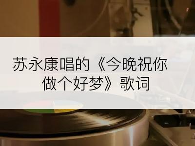 苏永康唱的《今晚祝你做个好梦》歌词