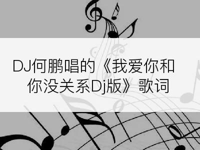 DJ何鹏唱的《我爱你和你没关系Dj版》歌词