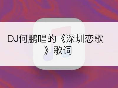 DJ何鹏唱的《深圳恋歌》歌词