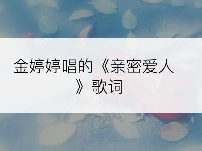 金婷婷唱的《亲密爱人》歌词