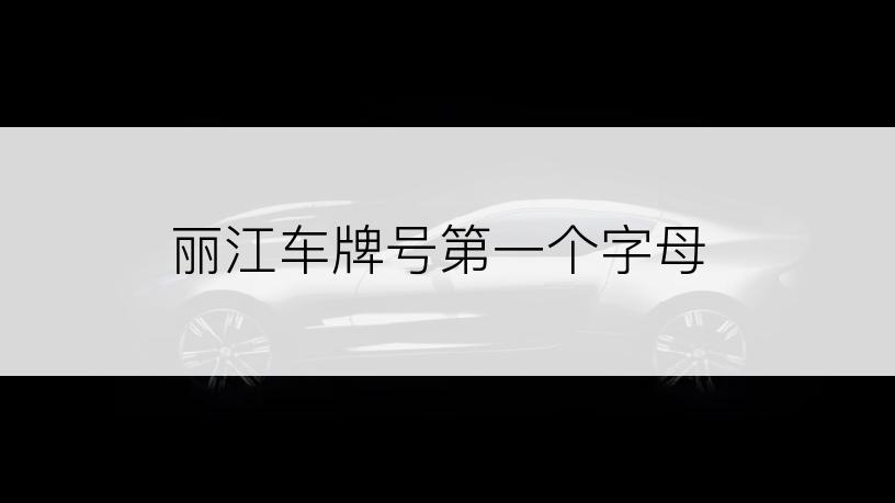 丽江车牌号第一个字母