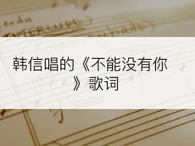 韩信唱的《不能没有你》歌词