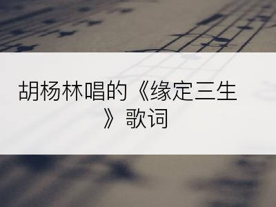 胡杨林唱的《缘定三生》歌词