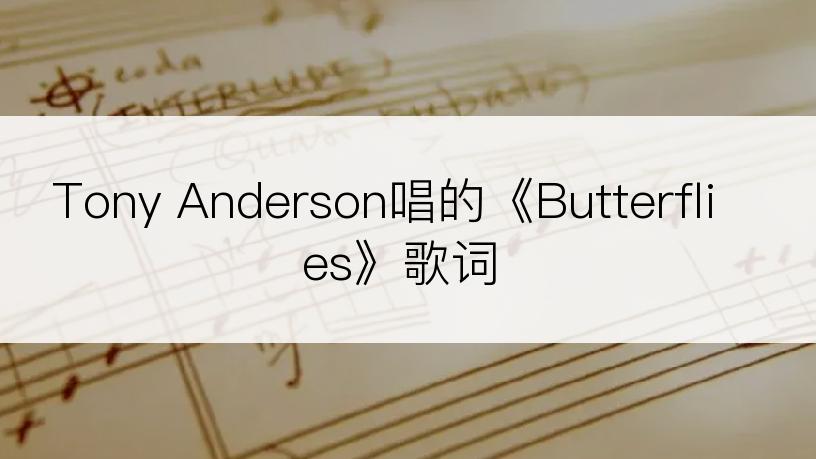 Tony Anderson唱的《Butterflies》歌词