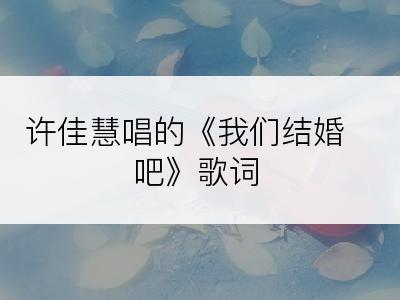 许佳慧唱的《我们结婚吧》歌词