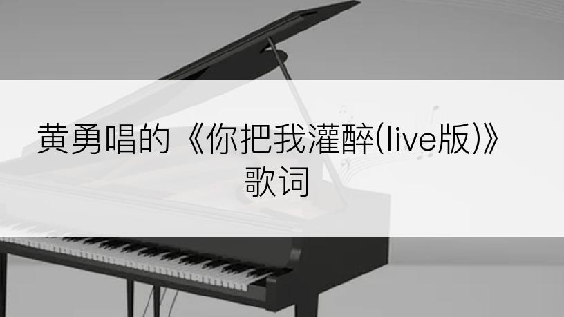 黄勇唱的《你把我灌醉(live版)》歌词