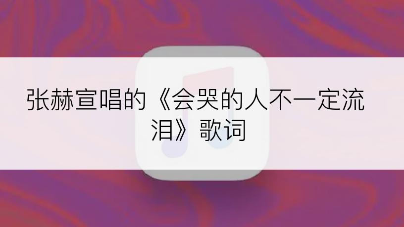 张赫宣唱的《会哭的人不一定流泪》歌词