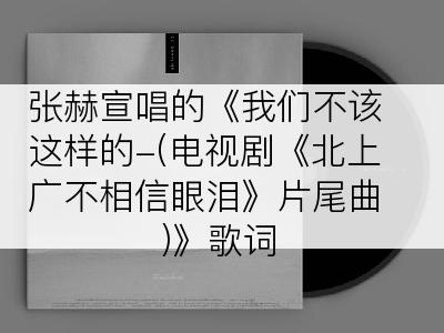 张赫宣唱的《我们不该这样的-(电视剧《北上广不相信眼泪》片尾曲)》歌词