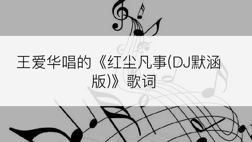 王爱华唱的《红尘凡事(DJ默涵版)》歌词