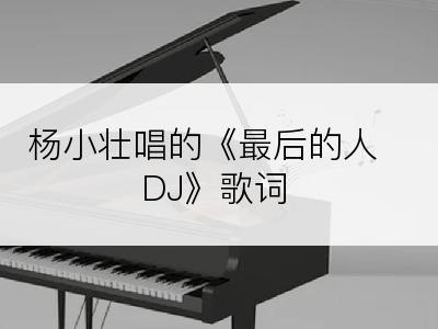 杨小壮唱的《最后的人DJ》歌词