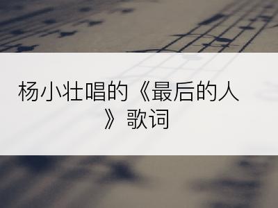 杨小壮唱的《最后的人》歌词