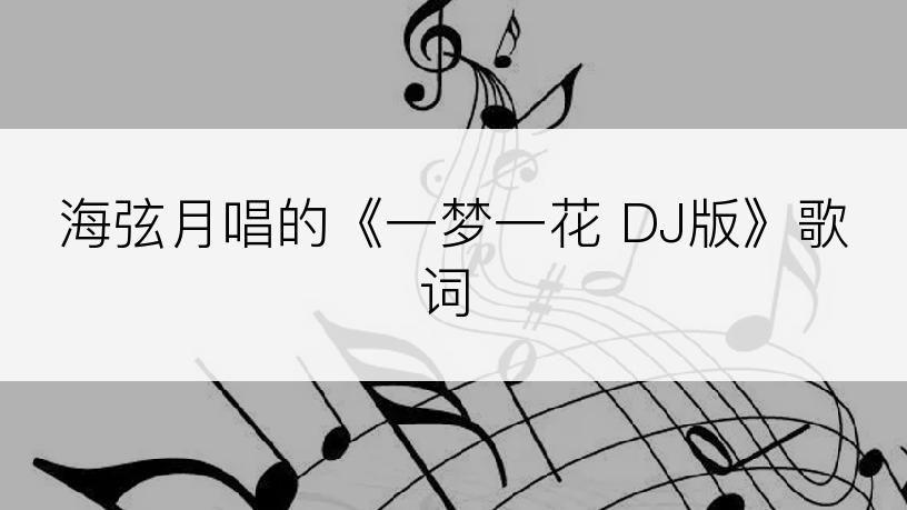 海弦月唱的《一梦一花 DJ版》歌词