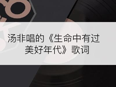 汤非唱的《生命中有过美好年代》歌词