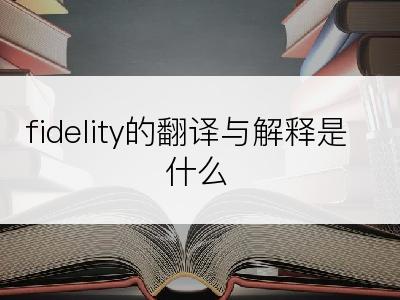 fidelity的翻译与解释是什么