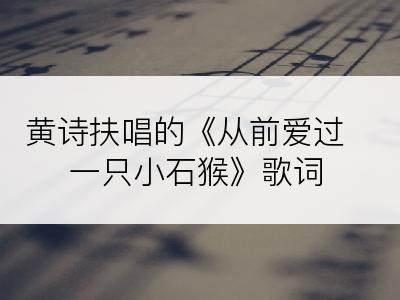 黄诗扶唱的《从前爱过一只小石猴》歌词