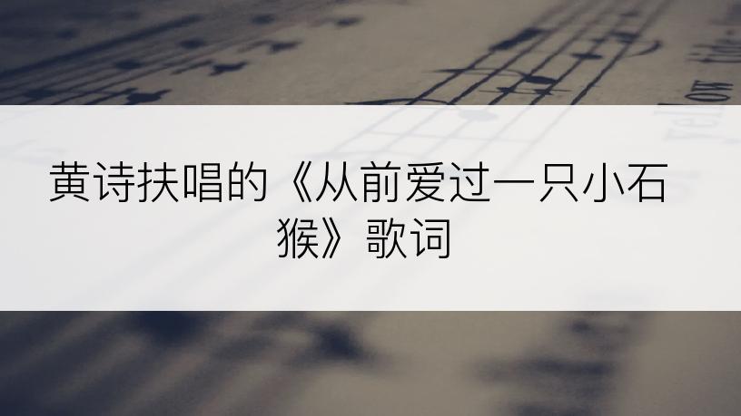 黄诗扶唱的《从前爱过一只小石猴》歌词