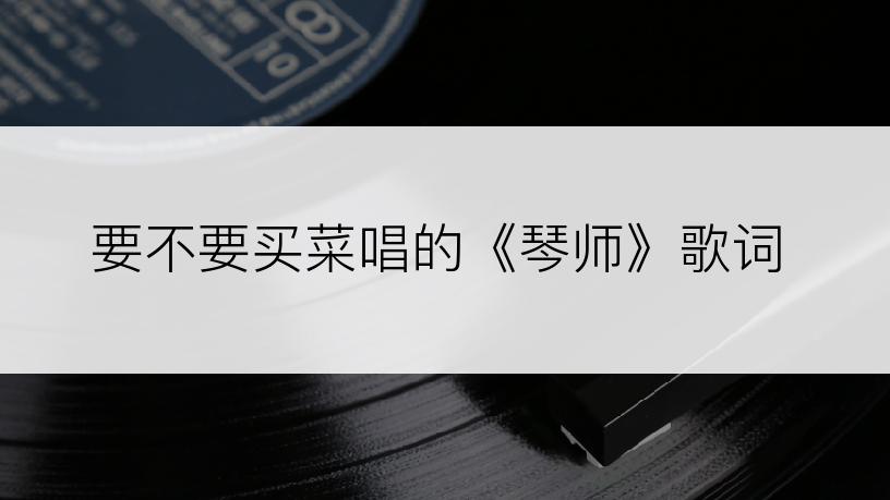 要不要买菜唱的《琴师》歌词