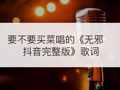 要不要买菜唱的《无邪 抖音完整版》歌词