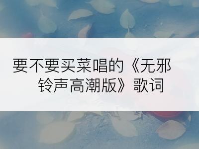 要不要买菜唱的《无邪 铃声高潮版》歌词