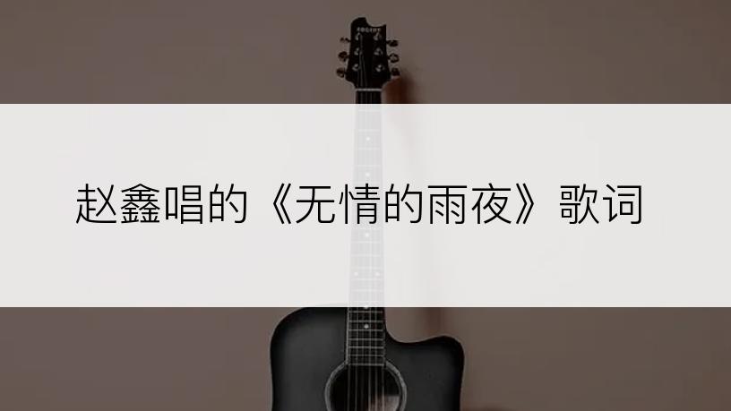 赵鑫唱的《无情的雨夜》歌词