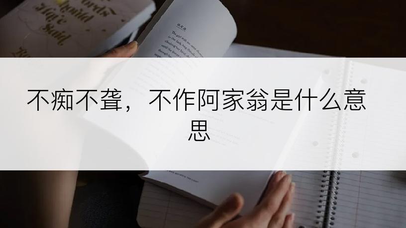 不痴不聋，不作阿家翁是什么意思