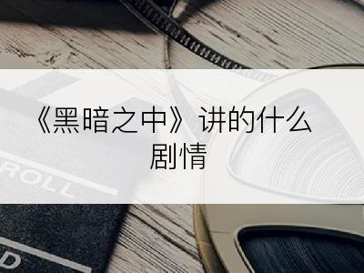 《黑暗之中》讲的什么剧情