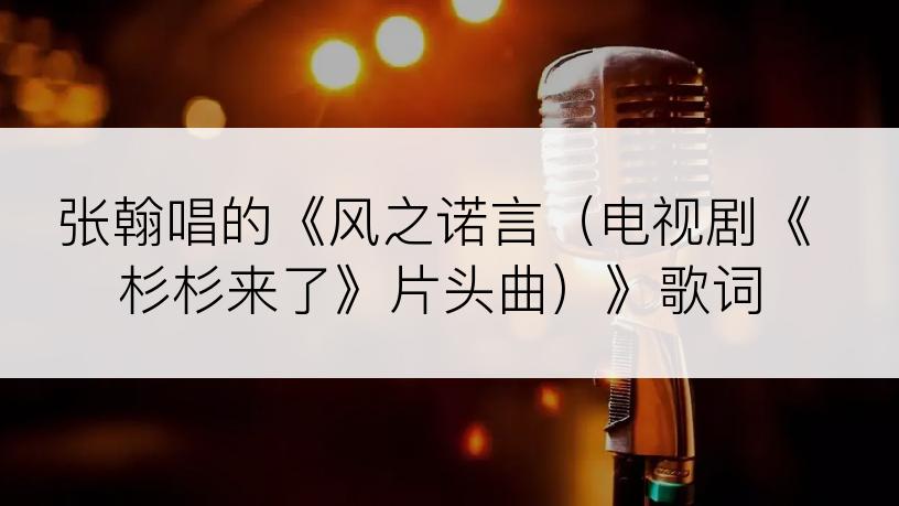 张翰唱的《风之诺言（电视剧《杉杉来了》片头曲）》歌词