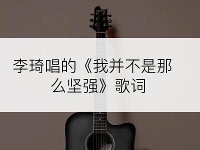 李琦唱的《我并不是那么坚强》歌词