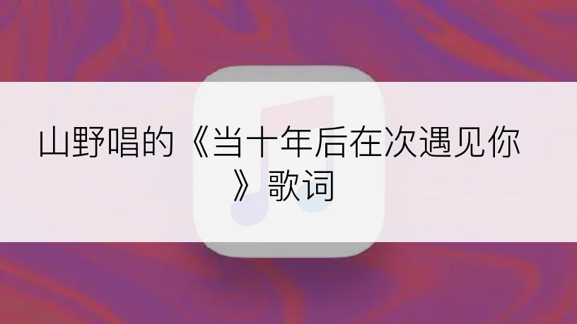 山野唱的《当十年后在次遇见你》歌词