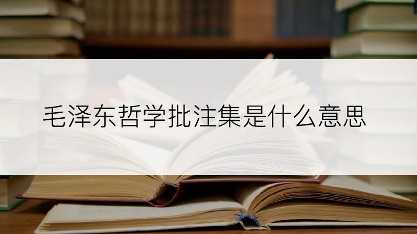 毛泽东哲学批注集是什么意思