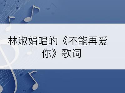 林淑娟唱的《不能再爱你》歌词