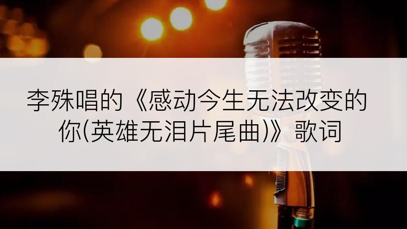 李殊唱的《感动今生无法改变的你(英雄无泪片尾曲)》歌词