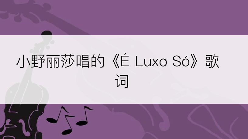 小野丽莎唱的《É Luxo Só》歌词