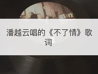 潘越云唱的《不了情》歌词