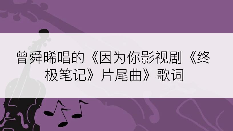 曾舜晞唱的《因为你影视剧《终极笔记》片尾曲》歌词