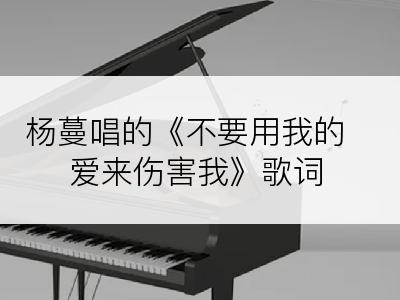 杨蔓唱的《不要用我的爱来伤害我》歌词