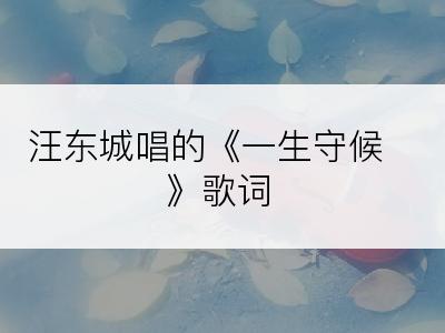 汪东城唱的《一生守候》歌词