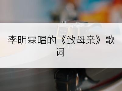 李明霖唱的《致母亲》歌词