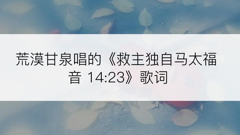 荒漠甘泉唱的《救主独自马太福音 14:23》歌词