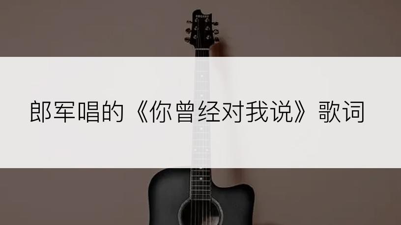 郎军唱的《你曾经对我说》歌词