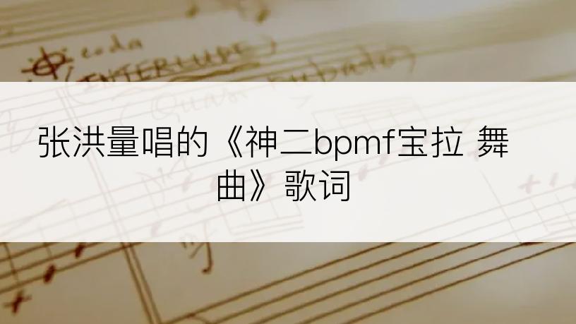 张洪量唱的《神二bpmf宝拉 舞曲》歌词