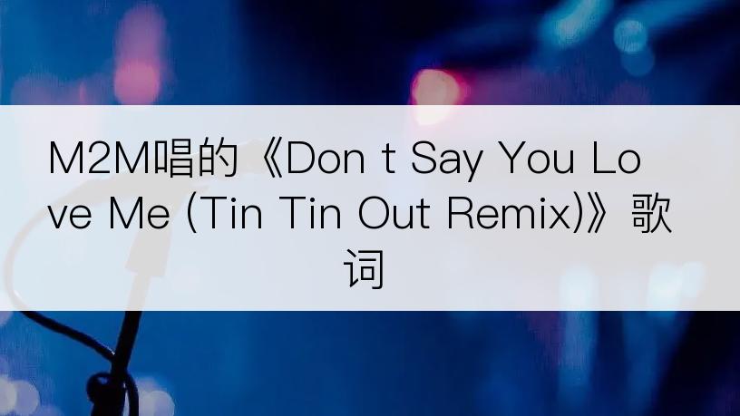 M2M唱的《Don t Say You Love Me (Tin Tin Out Remix)》歌词