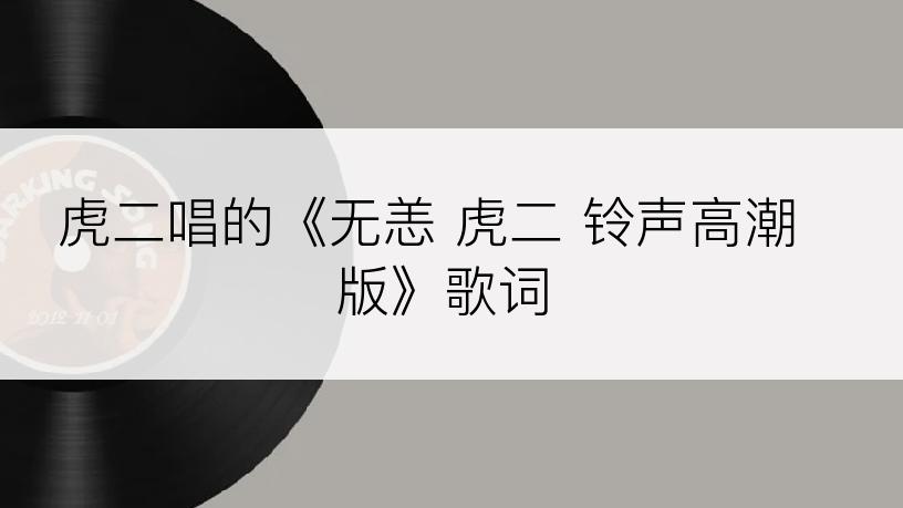 虎二唱的《无恙 虎二 铃声高潮版》歌词