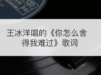 王冰洋唱的《你怎么舍得我难过》歌词