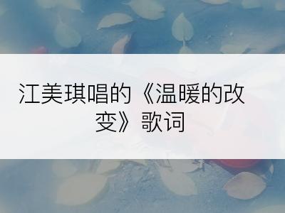 江美琪唱的《温暖的改变》歌词