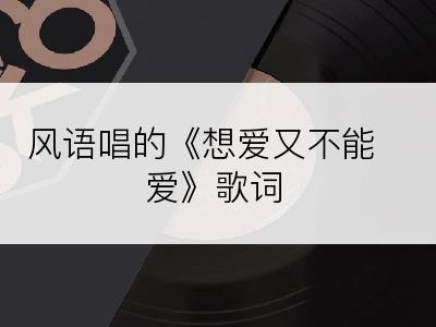 风语唱的《想爱又不能爱》歌词