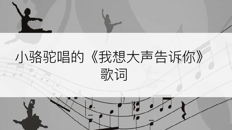 小骆驼唱的《我想大声告诉你》歌词