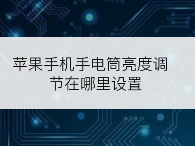 苹果手机手电筒亮度调节在哪里设置