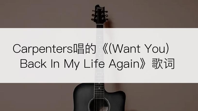 Carpenters唱的《(Want You) Back In My Life Again》歌词