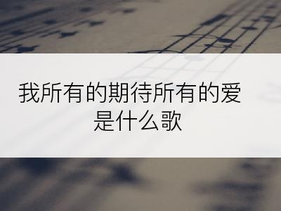 我所有的期待所有的爱是什么歌